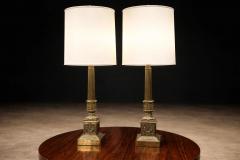 Pair of Neoclassical Revival Bronze Table Lamps with Sculptural Classical Bases - 4541320