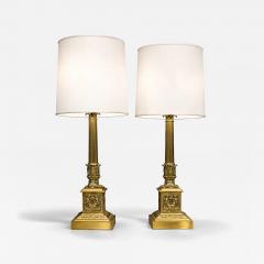 Pair of Neoclassical Revival Bronze Table Lamps with Sculptural Classical Bases - 4545947