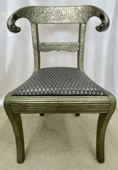 Pair of Neoclassical Side Chairs Wrapped Metal Rams Heads Europe Gustavian - 2918783