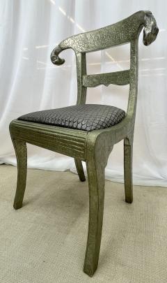 Pair of Neoclassical Side Chairs Wrapped Metal Rams Heads Europe Gustavian - 2918785