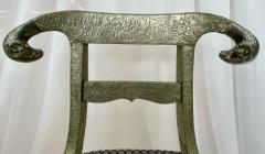 Pair of Neoclassical Side Chairs Wrapped Metal Rams Heads Europe Gustavian - 2918787