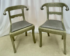Pair of Neoclassical Side Chairs Wrapped Metal Rams Heads European Gustavian - 2489085