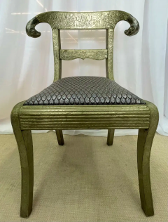 Pair of Neoclassical Side Chairs Wrapped Metal Rams Heads European Gustavian - 2489103