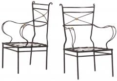 Pair of Neoclassical Style Bronze Mounted Iron Armchairs Attributed to Comte - 4722339