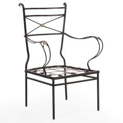 Pair of Neoclassical Style Bronze Mounted Iron Armchairs Attributed to Comte - 4722342
