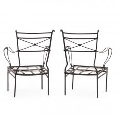 Pair of Neoclassical Style Bronze Mounted Iron Armchairs Attributed to Comte - 4722344