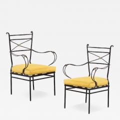 Pair of Neoclassical Style Bronze Mounted Iron Armchairs Attributed to Comte - 4727979