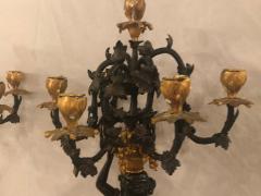 Pair of Neoclassical Style Bronze Six Arm Figural Candelabra - 2998541