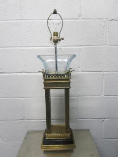 Pair of Neoclassical Style Bronze and Glass Column Lamps - 445412