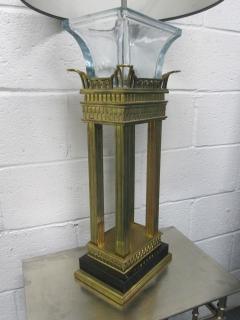 Pair of Neoclassical Style Bronze and Glass Column Lamps - 445414