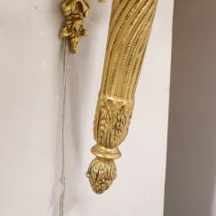 Pair of Neoclassical Torch Sconces in Frosted Glass and Antique Brass - 3645301
