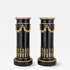 Pair of Neoclassical style gilt bronze and ebonised wood stands - 1612547