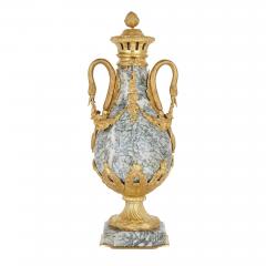 Pair of Neoclassical style gilt bronze and marble vases - 2035775