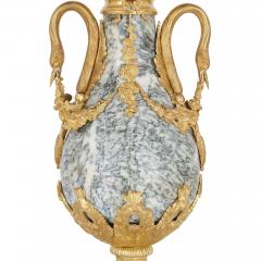 Pair of Neoclassical style gilt bronze and marble vases - 2035776