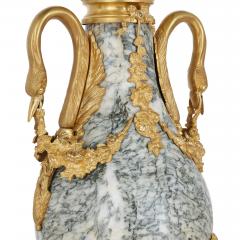 Pair of Neoclassical style gilt bronze and marble vases - 2035777