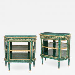 Pair of Neoclassical style malachite and gilt bronze commodes - 1486495