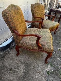 Pair of Nicely Upholstered Walnut French Provincial Style Bergeres - 4453213