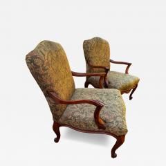 Pair of Nicely Upholstered Walnut French Provincial Style Bergeres - 4454651