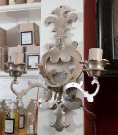 Pair of Nickel Plated Brass Fleur de Lis Wall Sconces - 189257