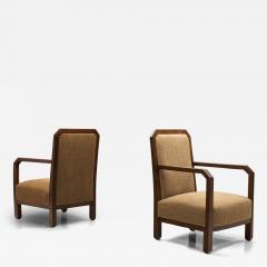 Pair of Oak Art Deco Upholstered Armchairs Europe First half of the 20th C - 4603272