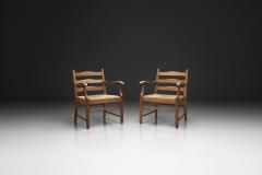 Pair of Oak Side Chairs with Rush Seats Europe 1960s - 4647220