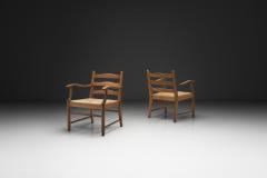 Pair of Oak Side Chairs with Rush Seats Europe 1960s - 4647280