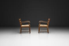 Pair of Oak Side Chairs with Rush Seats Europe 1960s - 4647281