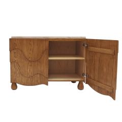 Pair of Oak Wood Sideboards with Travertine Top Italian Contemporary Design - 4090350