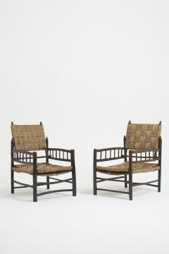 Pair of Oak and Rope Armchairs - 3470339