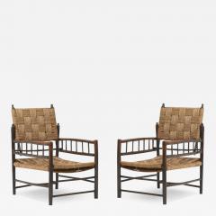 Pair of Oak and Rope Armchairs - 3475186