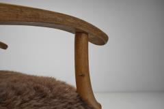 Pair of Oak and Sheepskin Side Chairs Europe 1960s - 4482046