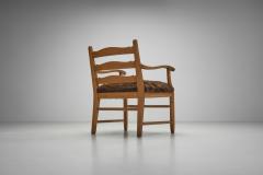 Pair of Oak and Sheepskin Side Chairs Europe 1960s - 4482048