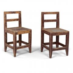 Pair of Ocher and Oxblood Red Painted Vernacular Swedish Chairs - 3841952