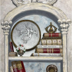 Pair of Oil on Canvas Standing Wall Decoration Gustavian Italian Style - 2489444