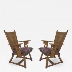 Pair of Old Hickory Plaid Arm Chairs - 1407890