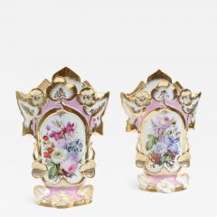 Pair of Old Paris Porcelain Decorative Pieces Vases  - 952836