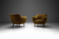 Pair of Olive Green Lounge Chairs with Angled Legs Czechoslovakia ca 1970s - 4242783