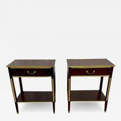 Pair of One Drawer Neoclassical Style Bronze Mounted Mahogany End Side Tables - 2920786