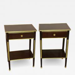 Pair of One Drawer Neoclassical Style Bronze Mounted Mahogany End Side Tables - 3019199