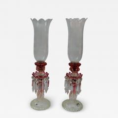 Pair of Opalescent Crystal Candlesticks and Red Baccarat Signed 1950 1970 - 2329991