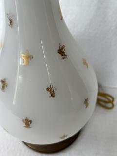 Pair of Opaline Glass Fleur De Lis Table Lamps - 3382272