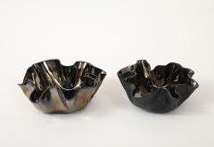Pair of Organic Shaped Ceramic Bowls in Platinum Made By Aram C  - 4184045