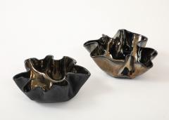 Pair of Organic Shaped Ceramic Bowls in Platinum Made By Aram C  - 4184046