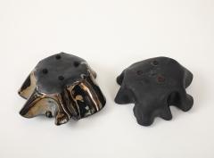 Pair of Organic Shaped Ceramic Bowls in Platinum Made By Aram C  - 4184053