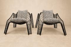 Pair of Organic shaped Iron Armchairs with Boucl Upholstery Brazil 1950s - 4586212