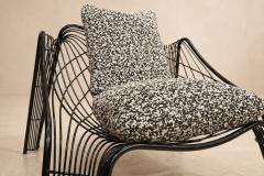 Pair of Organic shaped Iron Armchairs with Boucl Upholstery Brazil 1950s - 4586216