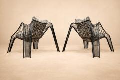 Pair of Organic shaped Iron Armchairs with Boucl Upholstery Brazil 1950s - 4586218