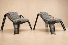 Pair of Organic shaped Iron Armchairs with Boucl Upholstery Brazil 1950s - 4586220