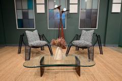 Pair of Organic shaped Iron Armchairs with Boucl Upholstery Brazil 1950s - 4586222