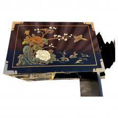 Pair of Ornate Chinoiserie Painted 3 Drawer Cabinets with Brass Accents - 4511365
